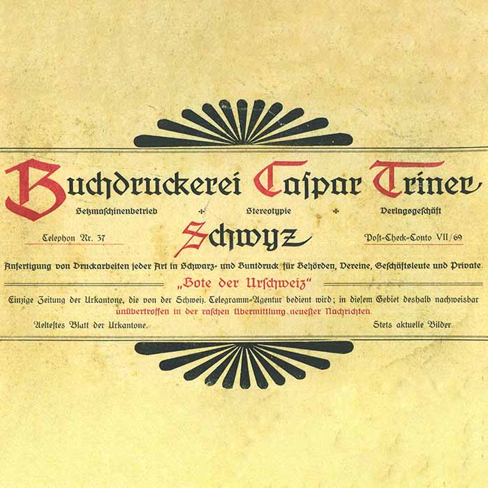Gründung von Druckerei Triner und Zeitung Bote der Urschweiz anno 1858